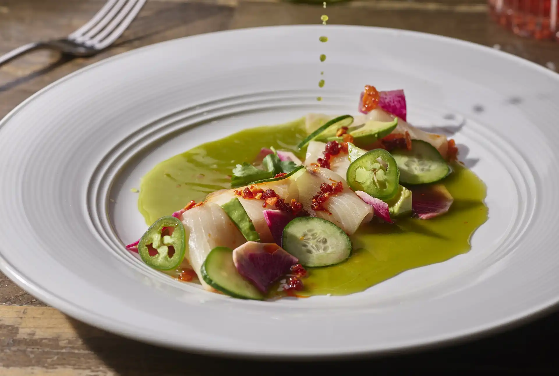 The Yellowtail Crudo at Honey Salt Restaurant in Summerlin Las Vegas